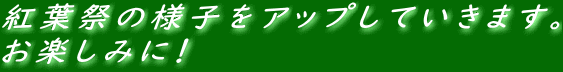 紅葉祭の様子をアップしていきます。 お楽しみに！